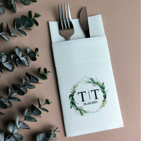 50 Adet Bona Kişiye Özel Airlaid Kumaş Dokulu Peçete - Beyaz