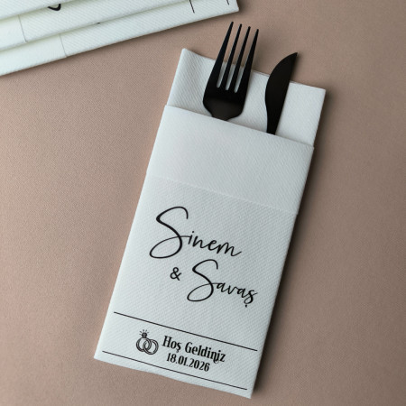 50 Adet Luna Kişiye Özel Airlaid Kumaş Dokulu Peçete - Beyaz