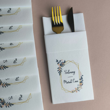 50 Adet Lupin Kişiye Özel Airlaid Kumaş Dokulu Peçete - Beyaz