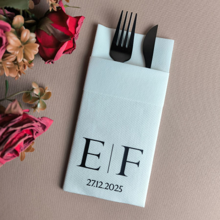 50 Adet Mael Kişiye Özel Airlaid Kumaş Dokulu Peçete - Beyaz