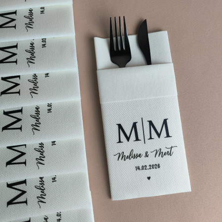 50 Adet Mira Kişiye Özel Airlaid Kumaş Dokulu Peçete - Beyaz