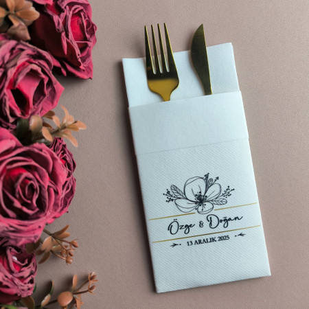 50 Adet Nouve Kişiye Özel Airlaid Kumaş Dokulu Peçete - Beyaz