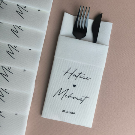 50 Adet Orla Kişiye Özel Airlaid Kumaş Dokulu Peçete - Beyaz