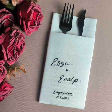 50 Adet Viola Kişiye Özel Airlaid Kumaş Dokulu Peçete - Beyaz