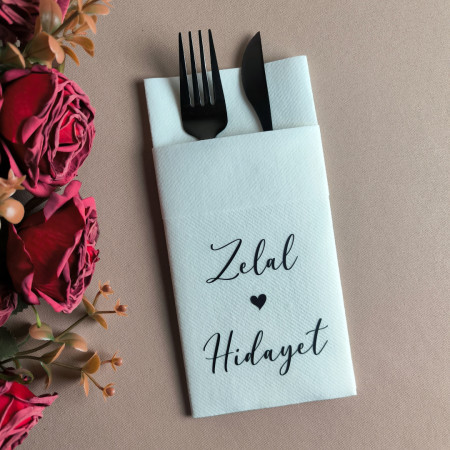 50 Adet York Kişiye Özel Airlaid Kumaş Dokulu Peçete - Beyaz